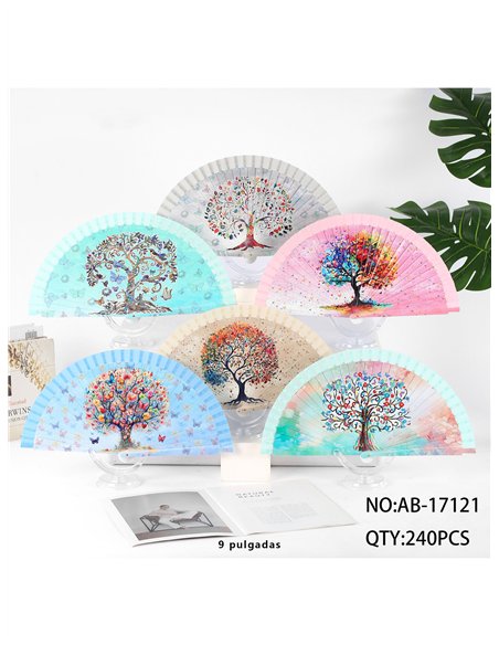 Abanico estampado árbol de la vida
