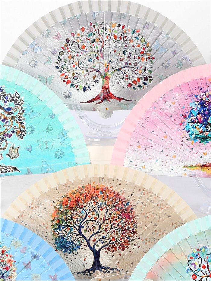 Abanico estampado árbol de la vida