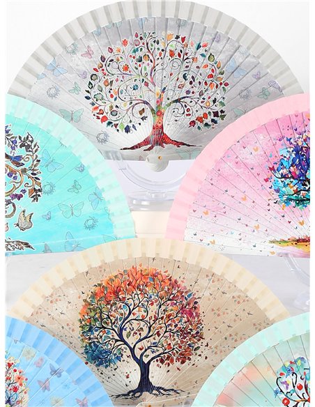 Abanico estampado árbol de la vida