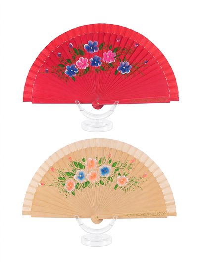 Abanico de madera flores clásicas