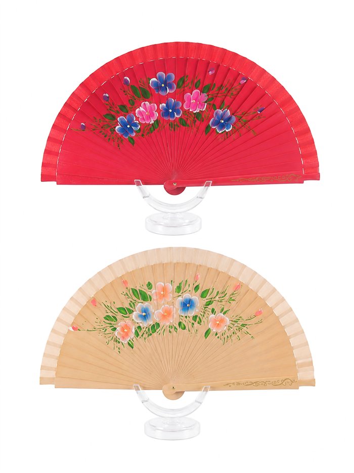 Abanico de madera flores clásicas