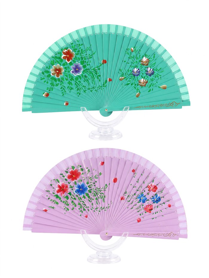 Abanico de madera florecitas
