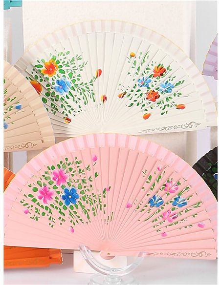 Abanico de madera florecitas