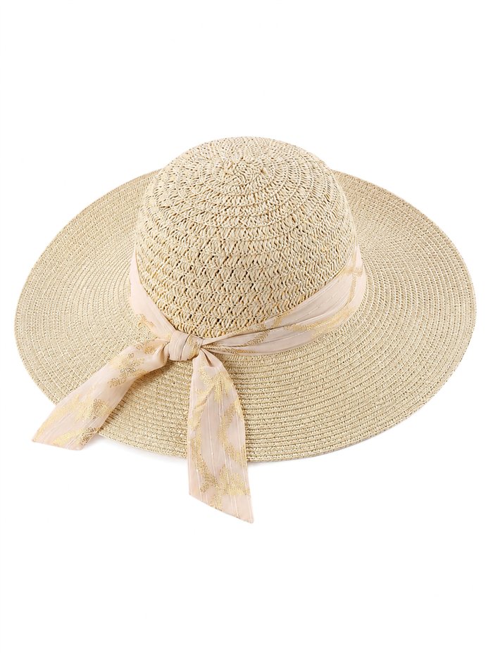 Cappello intrecciato con fiocco metallico
