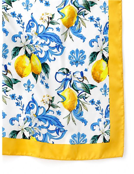 Sciarpa di raso con stampa di frutta
