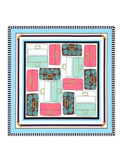 Pañuelo satinado estampado ecuestre