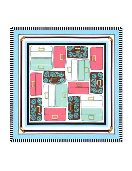 Pañuelo satinado estampado ecuestre