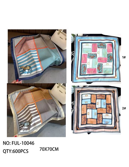 Pañuelo satinado estampado ecuestre
