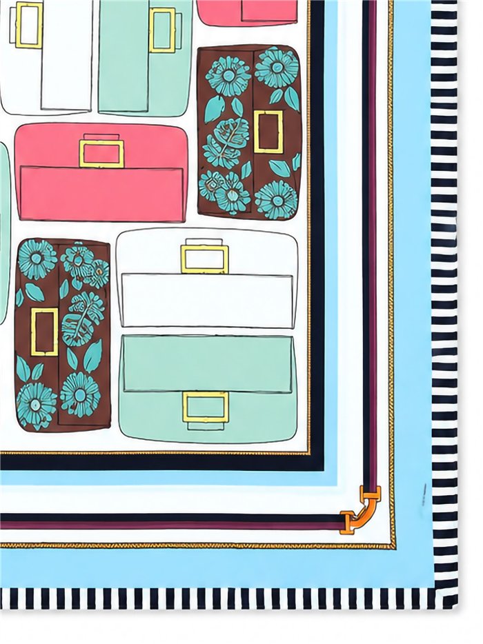Pañuelo satinado estampado ecuestre