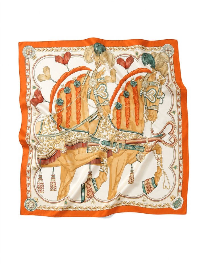 Pañuelo satinado estampado caballos