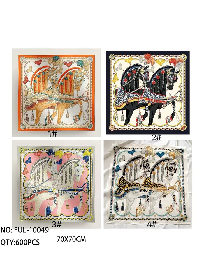 Pañuelo satinado estampado caballos