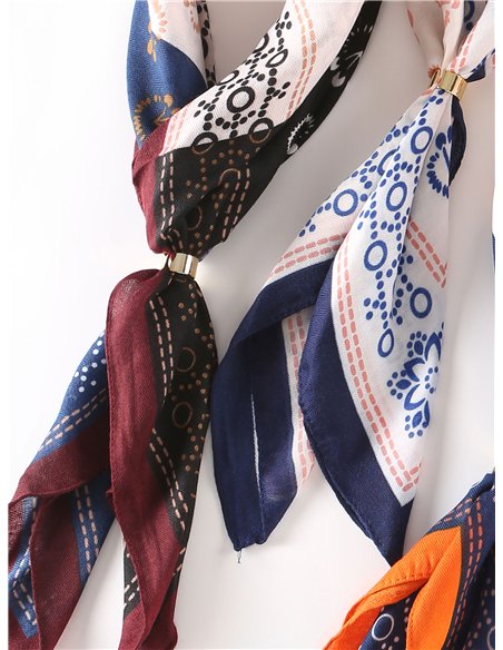 Pañuelo cuadrado estampado paisley con aro metálico