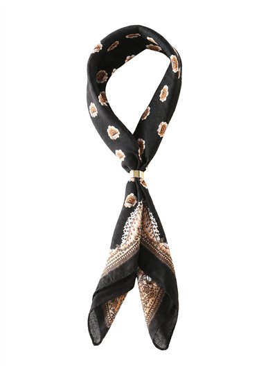 Pañuelo cuadrado floral con cenefa paisley
