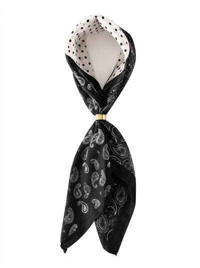 Pañuelo cuadrado paisley y lunares con aro metálico
