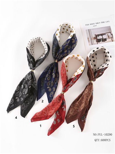 Pañuelo cuadrado paisley y lunares con aro metálico 2