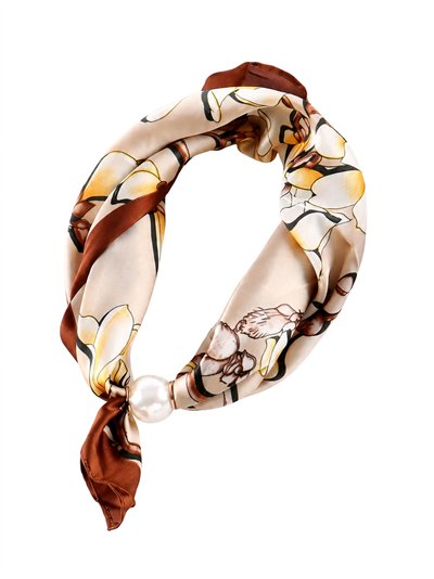Pañuelo satinado floral con perla