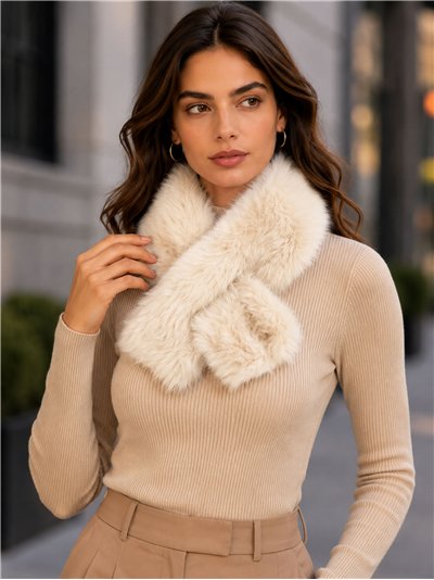 Cuello cruzado de pelo sintético