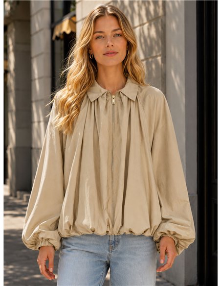 Bomber cuello camisero manga con volumen