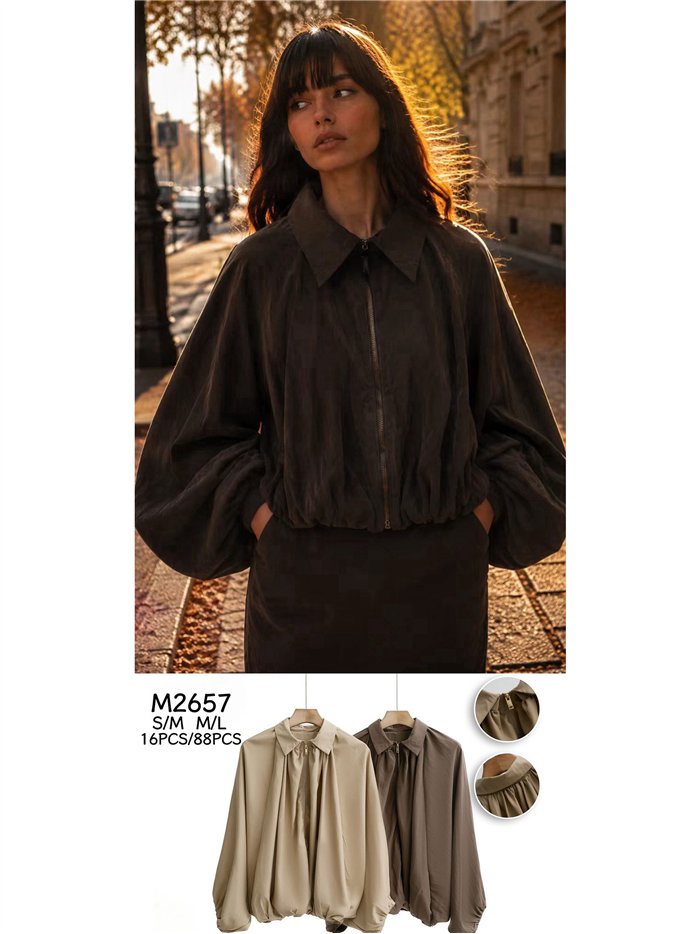 Bomber cuello camisero manga con volumen
