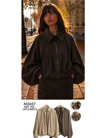 Bomber cuello camisero manga con volumen