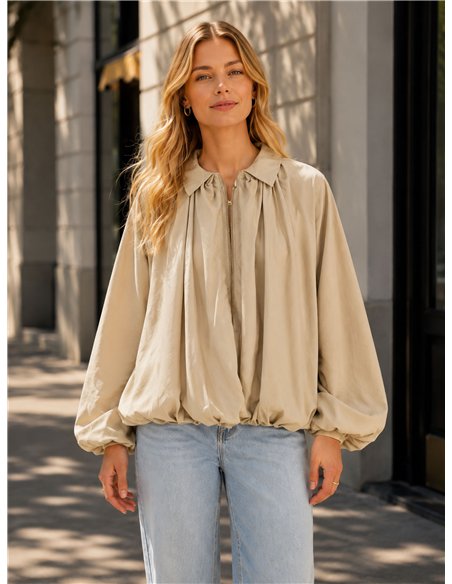 Bomber cuello camisero manga con volumen