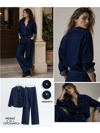 Conjunto camisa vaquera y pantalón wide leg 2
