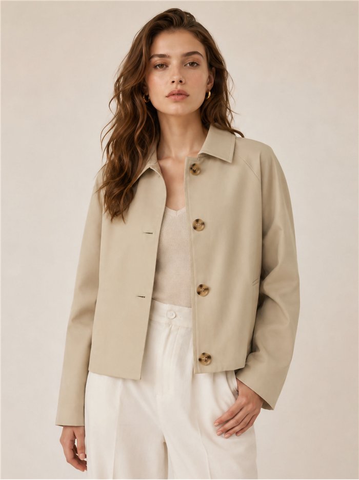 Chaqueta corta de algodón con botones