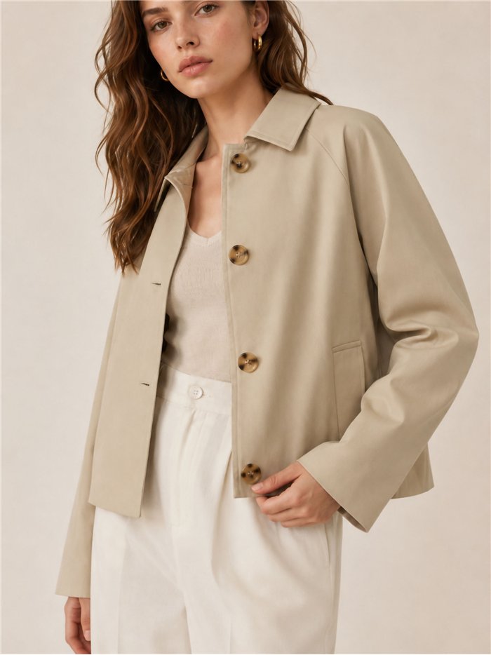 Chaqueta corta de algodón con botones