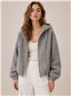 Chaqueta paño con capucha y cremallera