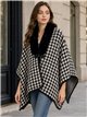 Poncho pata de gallo con cuello de pelo