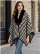 Poncho pata de gallo con cuello de pelo