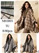 Poncho de cuadros con cuello de pelo