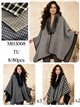 Poncho cuadros finos con cuello de pelo