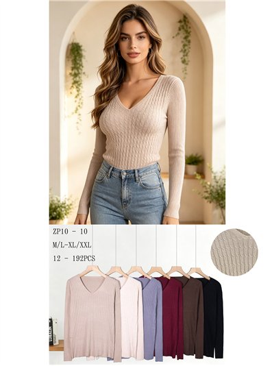 Jersey cuello pico con trenzado 2