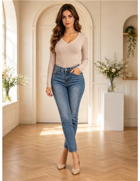 Jersey cuello pico con trenzado