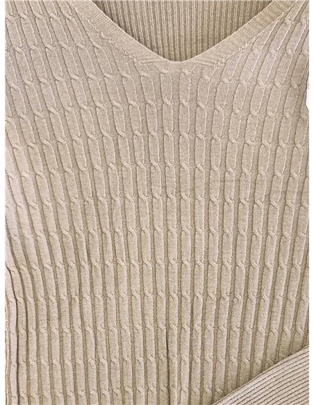 Jersey cuello pico con trenzado