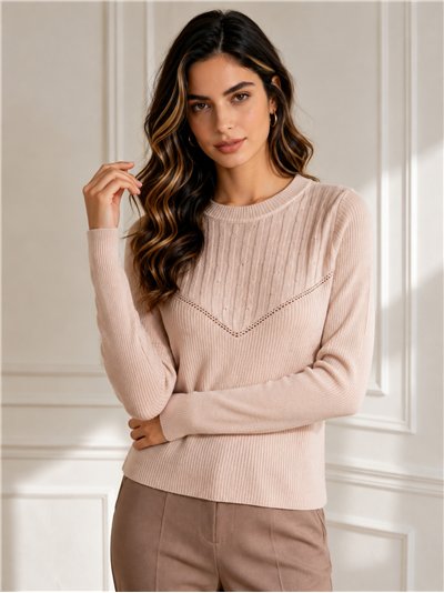 Jersey canalé con strass
