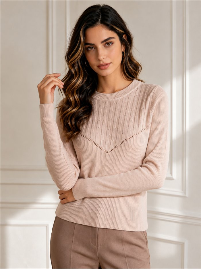 Jersey canalé con strass