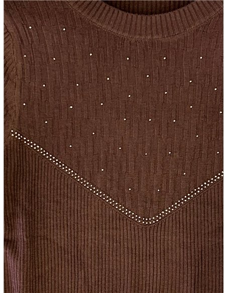 Jersey canalé con strass