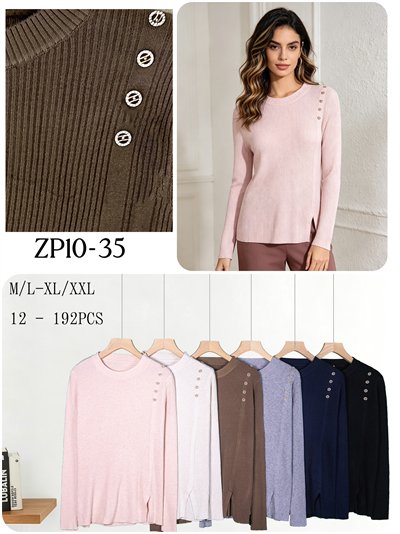 Gerippter Pullover mit Knöpfen an der Schulter 2