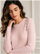 Gerippter Pullover mit Knöpfen an der Schulter