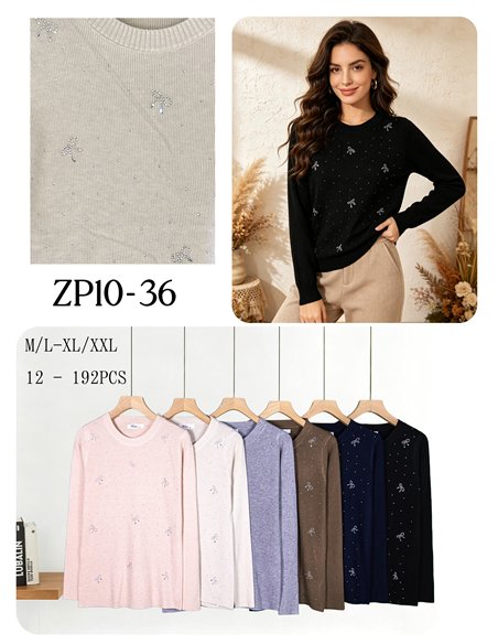 Jersey canalé lazos y strass