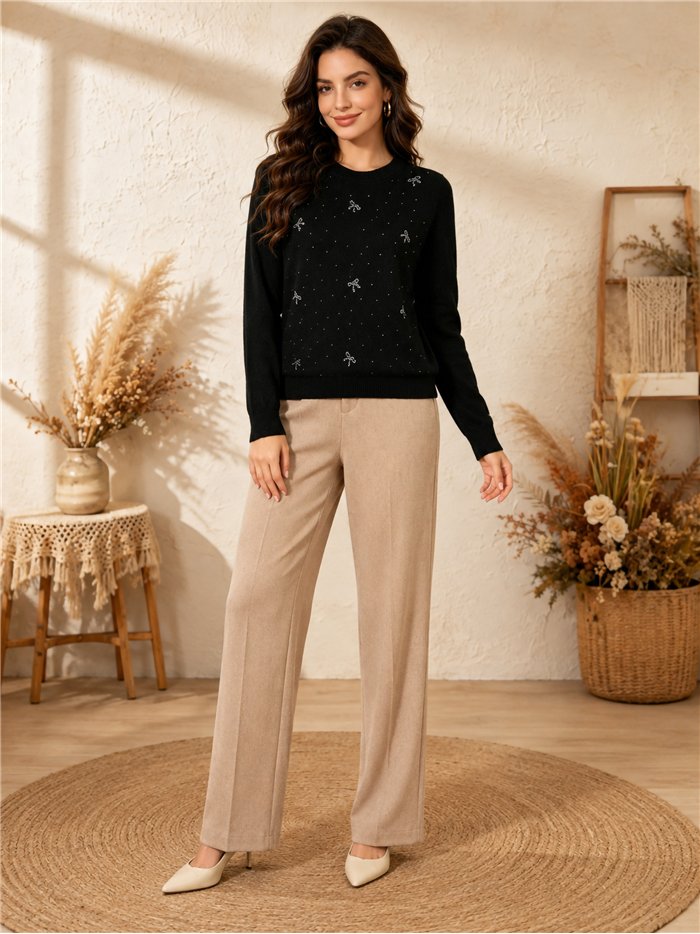 Jersey canalé lazos y strass