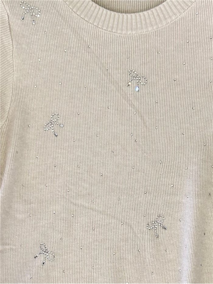 Jersey canalé lazos y strass