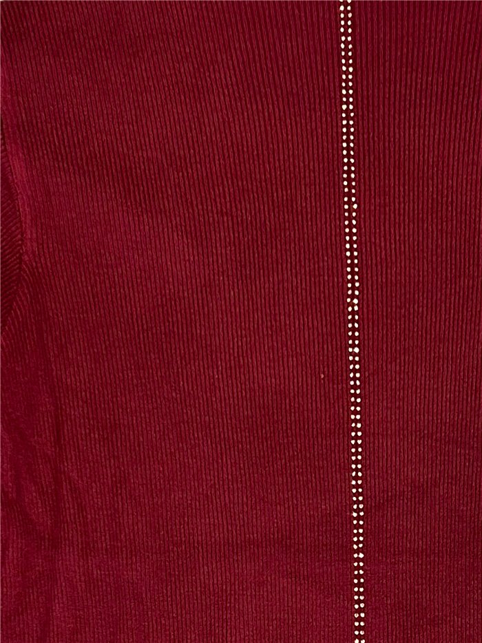 Jersey cuello alto con línea strass
