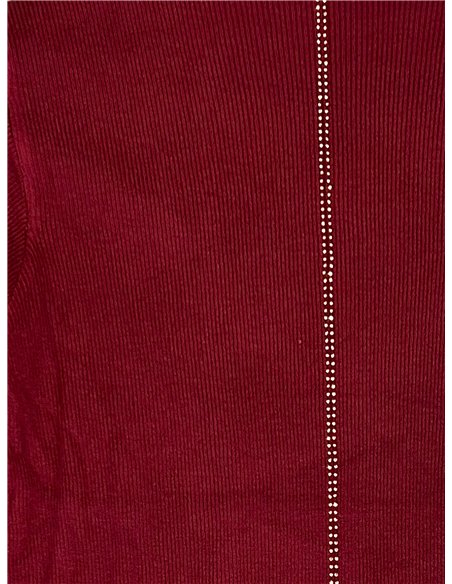 Jersey cuello alto con línea strass