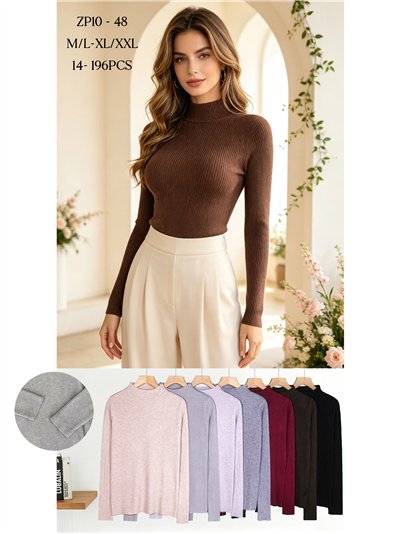 Jersey básico canalé cuello alto 2