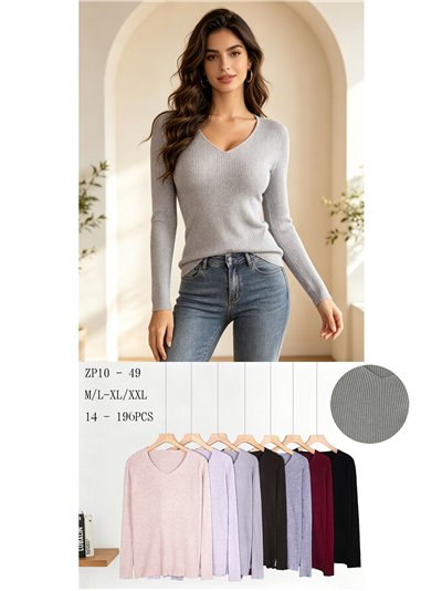 Jersey básico canalé cuello pico 2