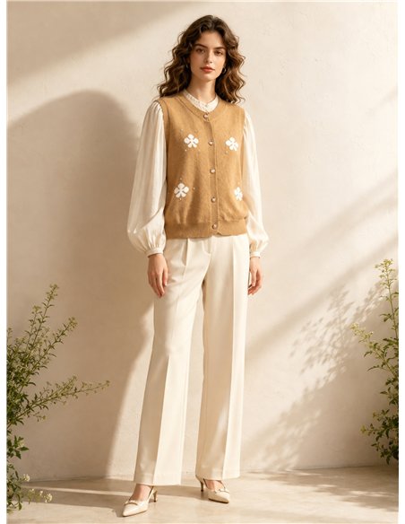 Chaleco de punto con flores