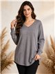 Jersey amplio cuello pico con strass